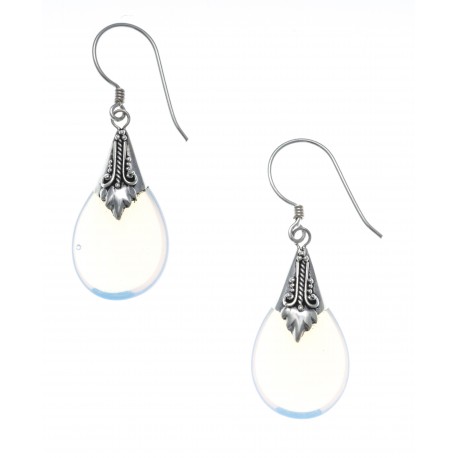 Boucles d'oreille argent 2g - opalite véritable