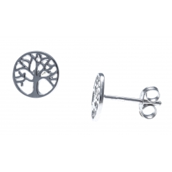 Boucles d'oreille argent rhodié 1,1g - arbre de vie - puce