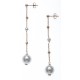 Boucles d'oreille argent rhodié 4,4g - rosé - perles swarovski - chaine 5cm