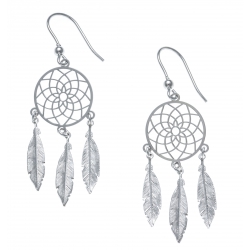 Boucles d'oreille argent rhodié 3,4g - 3 plumes de 2cm - diam. 1,5cm