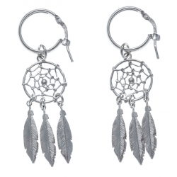 Boucles d'oreille argent rhodié 5,1g - créole 1,5cm - attrape rêves 3,5cm