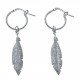 Boucles d'oreille argent rhodié 2,7g - créole 1,5cm - plume 3cm