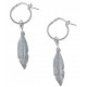 Boucles d'oreille argent rhodié 2,7g - créole 1,5cm - plume 3cm