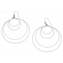 Boucles d'oreille argent rhodié 8,1g - 2 tons - rosé et rhodié - 4 ronds - diamè