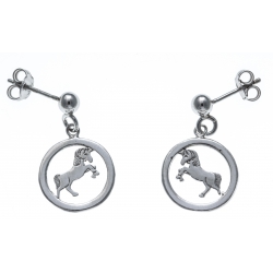 Boucles d'oreille argent rhodié 1,9g - licorne - diamètre 13mm