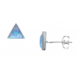Boucles d'oreille argent rhodié 0,9g - opale bleu synthéthique