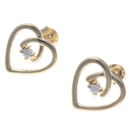 Boucles d'oreille plaqué or - cœur - zircon