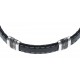 Bracelet acier pour homme - cuir synthétique  - MADE IN ITALY - réglable - 21 cm