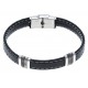 Bracelet acier pour homme - cuir synthétique  - MADE IN ITALY - réglable - 21 cm