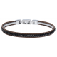 Bracelet acier 3 tons - 2 câbles acier marron - chaine acier noir - 19,5+1,5cm - réglable