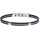 Bracelet acier - 3 cables acier noir/blanc/noir - 19,5+1,5cm - réglable