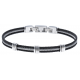 Bracelet acier - 3 cables acier noir/blanc/noir - 19,5+1,5cm - réglable