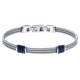 Bracelet acier - 3 cables acier - corde nautique bleu - 19,5+1,5cm - réglable