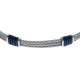 Bracelet acier - 3 cables acier - corde nautique bleu - 19,5+1,5cm - réglable