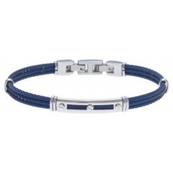 Bracelet acier - 3 cables acier bleu - 19,5+1,5cm - réglable