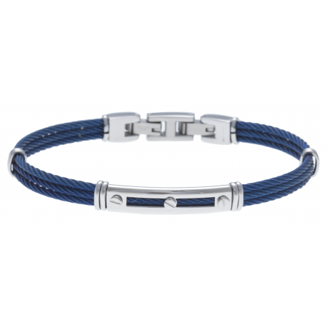 Bracelet acier - 3 cables acier bleu - 19,5+1,5cm - réglable