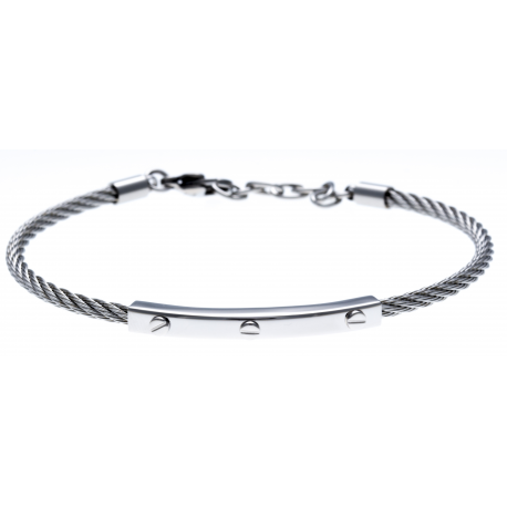 Bracelet acier - câble acier  - 19,5+1,5cm - réglable