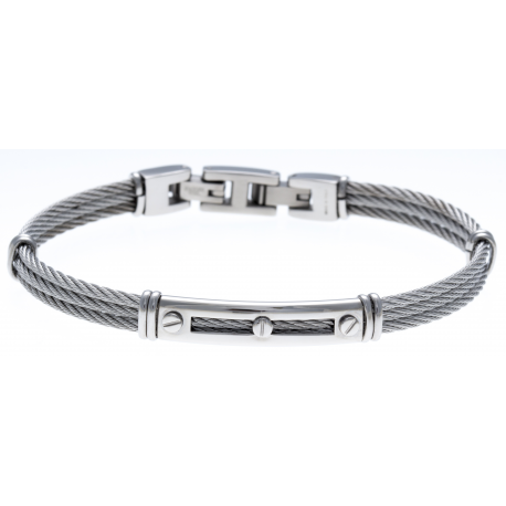 Bracelet acier - 3 cables acier  - 19,5+1,5cm - réglable