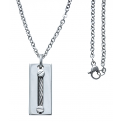 Collier acier - câble acier blanc - 45+5cm