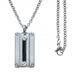 Collier acier - câble acier noir - 45+5cm