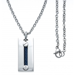 Collier acier - câble acier bleu - 45+5cm