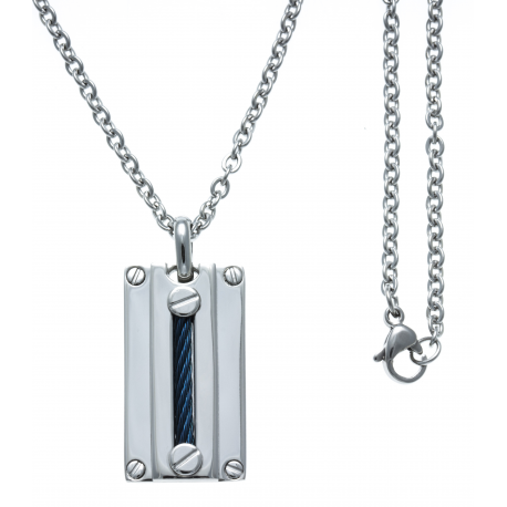 Collier acier - câble acier bleu - 45+5cm