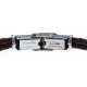 Bracelet acier pour homme - cuir tressé italien marron - 2 rangs - ancre - 21,5cm - réglable