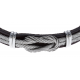 Bracelet acier - cuir marron italien - cable acier - nœud - 21,5cm - réglable
