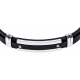 Bracelet acier - cuir noir italien - 21,5cm - réglable