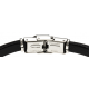 Bracelet acier - cuir italien noir - manille - 21,5cm - réglable