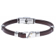 Bracelet acier - cuir italien marron - or jaune 18KT 0,03g -  21,5cm - réglable