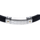 Bracelet acier - cuir italien noir - or jaune 18KT 0,03g -  21,5cm - réglable