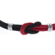 Bracelet acier nœud marin - corde nautique - noir et rouge - 21,5cm - réglable