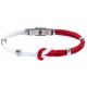 Bracelet acier nœud marin - corde nautique - blanc et rouge - 21,5cm - réglable