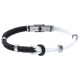 Bracelet acier nœud marin - corde nautique - bland et noir - 21,5cm - réglable