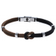 Bracelet acier nœud marin - corde nautique - marron et noir - 21,5cm - réglable