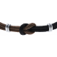 Bracelet acier nœud marin - corde nautique - marron et noir - 21,5cm - réglable