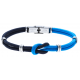 Bracelet acier nœud marin - corde nautique - bleu foncé et bleu clair - 21,5cm - réglable