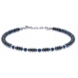 Bracelet acier 3 tons - hématite - 19+4cm