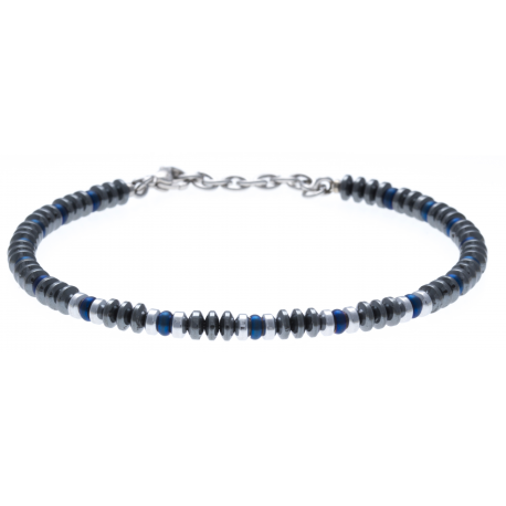 Bracelet acier 3 tons - hématite - 19+4cm