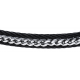 Bracelet acier 2 tons - 2 câbles acier noir - chaine acier blanc - 19,5+1,5cm - réglable