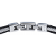 Bracelet acier 2 tons - 2 câbles acier noir - chaine acier blanc - 19,5+1,5cm - réglable