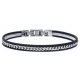 Bracelet acier 2 tons - 2 câbles acier noir - chaine acier blanc - 19,5+1,5cm - réglable