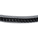 Bracelet acier 2 tons - 2 câbles acier blanc - chaine acier noir - 19,5+1,5cm - réglable