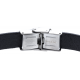 Bracelet acier - cuir italien noir - plaque vieillie -  21,5cm - réglable