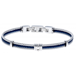 Bracelet acier - 3 cables acier bleu/blanc/bleu - 19,5+1,5cm - réglable