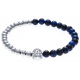 Bracelet acier pour homme - élastique - il de tigre teinté en bleu - 21 cm