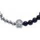 Bracelet acier pour homme - élastique - il de tigre teinté en bleu - 21 cm