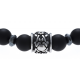 Bracelet acier pour homme - élastique - onyx - 21cm