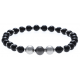 Bracelet acier pour homme - élastique - onyx - 21cm